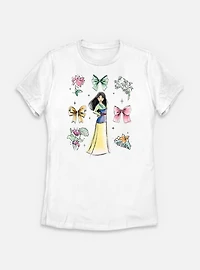 Disney Princesses Mulan Bow Icons Womens T-Shirt