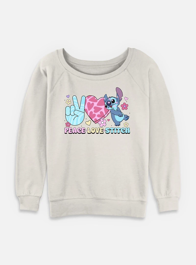 Disney Lilo & Stitch Peace Love Womens Slouchy Sweatshirt