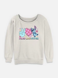 Disney Lilo & Stitch Peace Love Womens Slouchy Sweatshirt
