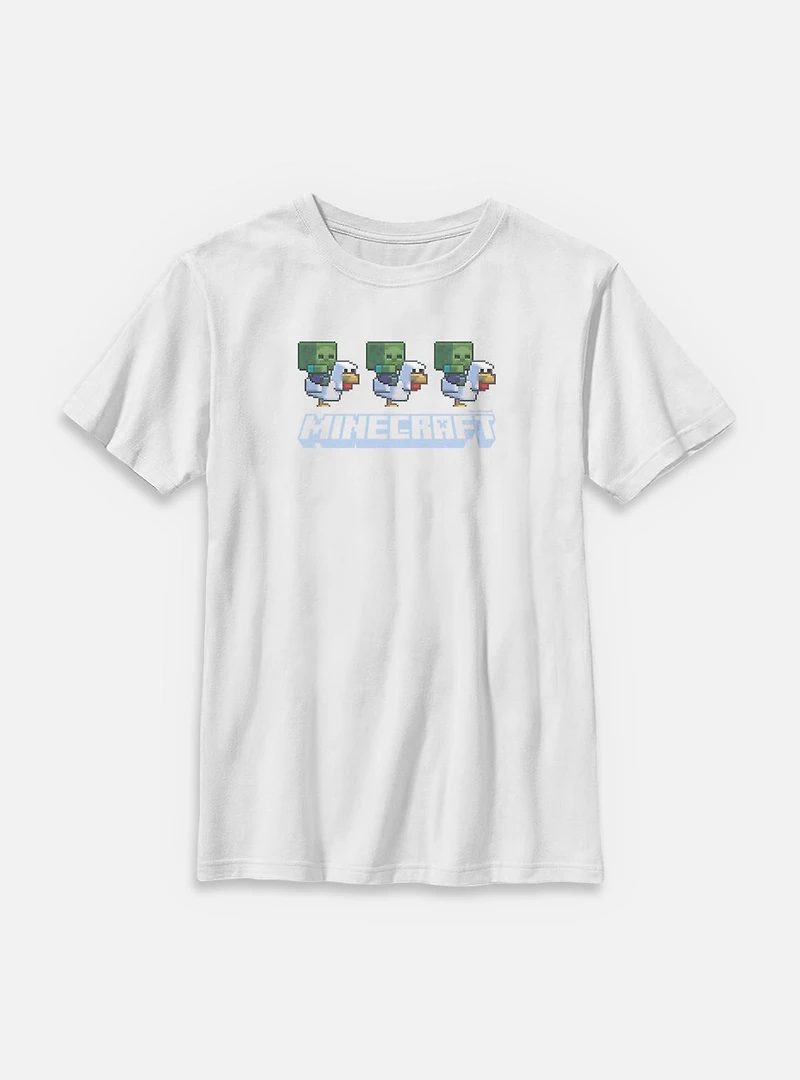 A Minecraft Movie Chicken Jockey Pixel Logo  Youth T-Shirt