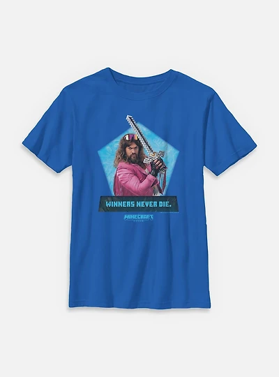 A Minecraft Movie Garrett Winners Never Die Youth T-Shirt