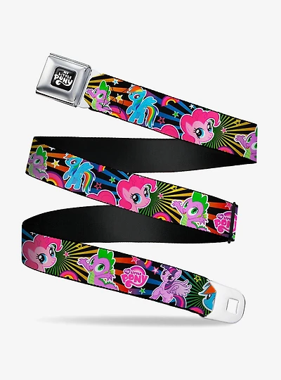 My Little Pony Ponies and Spike Poses Rays Seatbelt Buckle Belt