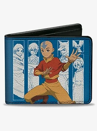 Avatar: The Last Airbender Aang Pose and Character Blocks and Logo Bifold Wallet