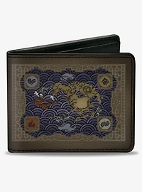 Avatar: The Last Airbender Elements Map With Icons and Title Logo Bifold Wallet