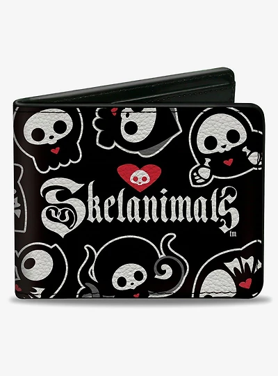 Skelanimals Sea Animals Poses Scattered and Logo Bifold Wallet
