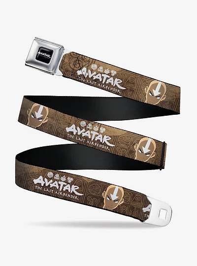 Avatar: The Last Airbender Aang Face Close Up and Logo Seatbelt Buckle Belt