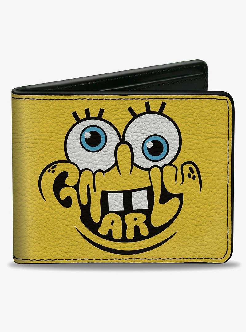 SpongeBob SquarePants Gnarly Face and Text Bifold Wallet