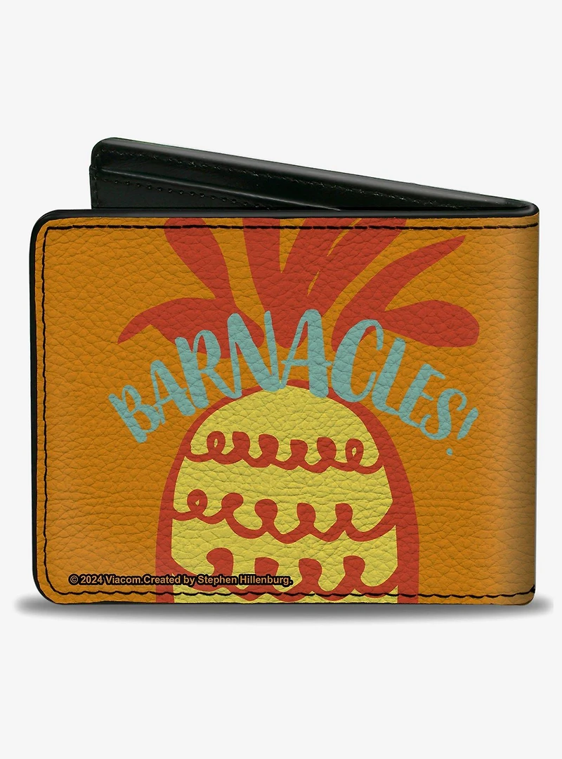 SpongeBob SquarePants Character Face and Barnacles Pineapple Bifold Wallet