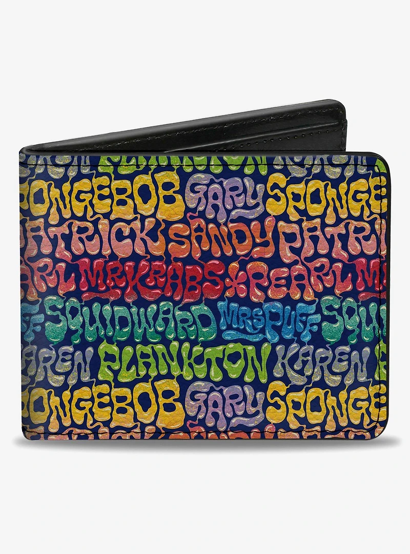 SpongeBob SquarePants and Friends Names Collage Bifold Wallet