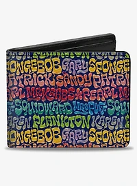 SpongeBob SquarePants and Friends Names Collage Bifold Wallet