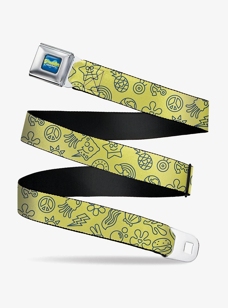 SpongeBob SquarePants and Friends Line Art Collage Seatbelt Buckle Belt
