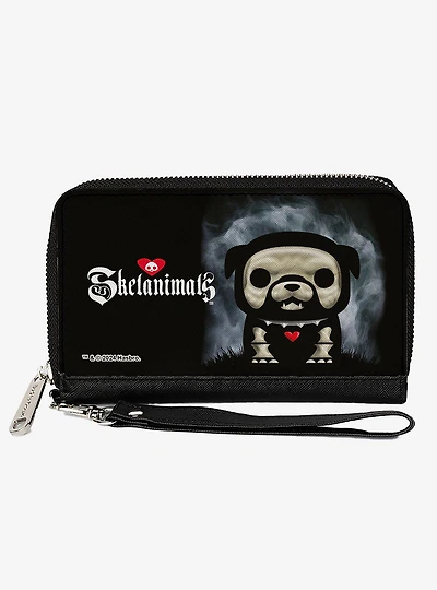 Skelanimals Maxx The Bulldog Fog Pose and Logo Zip Around Wallet