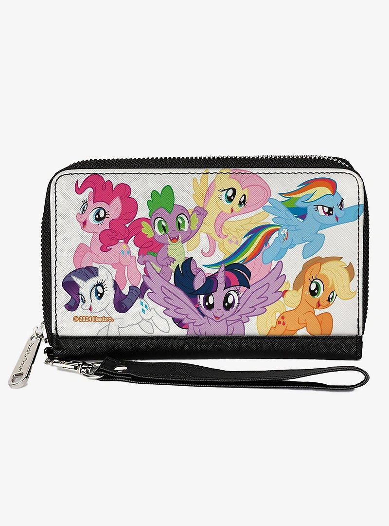 My Little Pony Mane Six and Spike Action Poses Group Zip Around Wallet