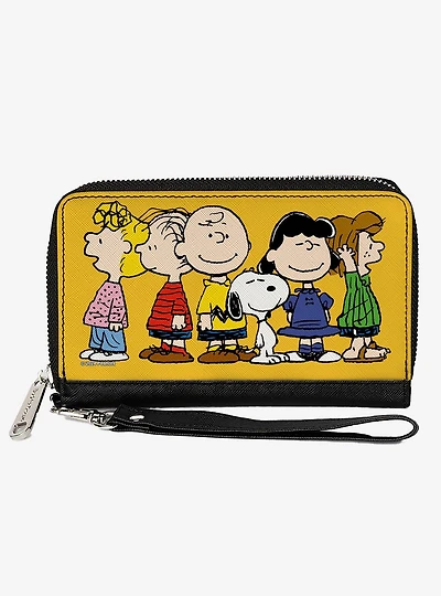Peanuts Gang Close Up Group Pose Golden Zip Around Wallet