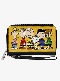 Peanuts Gang Close Up Group Pose Golden Zip Around Wallet