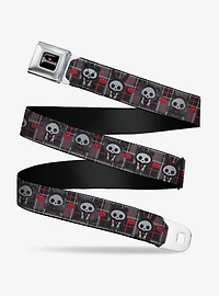 Skelanimals Five Animals and Face Logo Plaid Seatbelt Buckle Belt