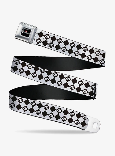 Skelanimals Face Logo Checker Seatbelt Buckle Belt