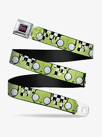 Invader Zim GIR Face and Checker Flames Seatbelt Buckle Belt