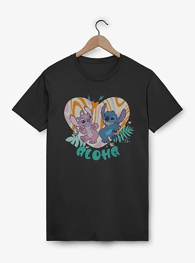 Disney Lilo & Stitch Angel and Groovy Heart T-Shirt