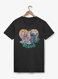 Disney Lilo & Stitch Angel and Groovy Heart T-Shirt