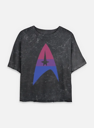 Star Trek Bisexual Flag Logo Mineral Wash Womens Crop T-Shirt