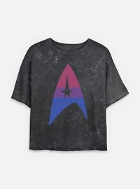 Star Trek Bisexual Flag Logo Mineral Wash Womens Crop T-Shirt