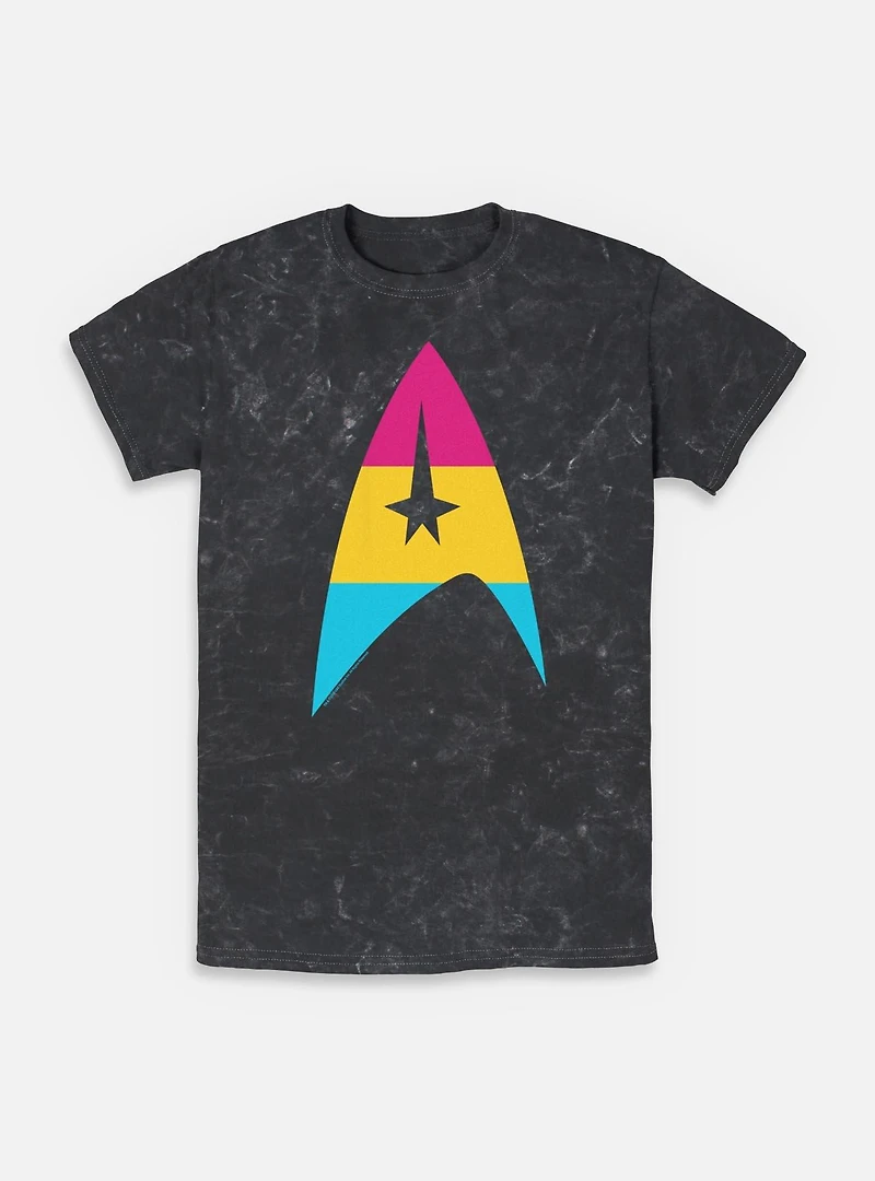 Star Trek Pan Flag Logo Mineral Wash T-Shirt
