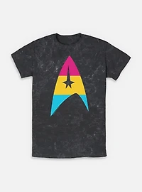 Star Trek Pan Flag Logo Mineral Wash T-Shirt