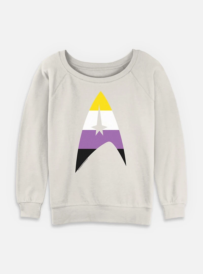 Star Trek Nonbinary Flag Logo Womens Slouchy Sweatshirt