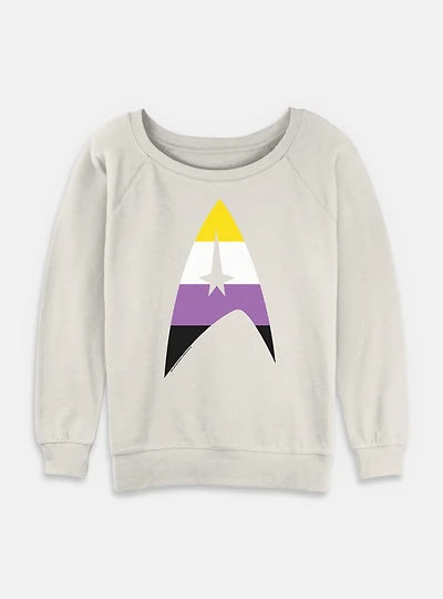 Star Trek Nonbinary Flag Logo Womens Slouchy Sweatshirt