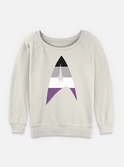 Star Trek Asexual Flag Logo Womens Slouchy Sweatshirt