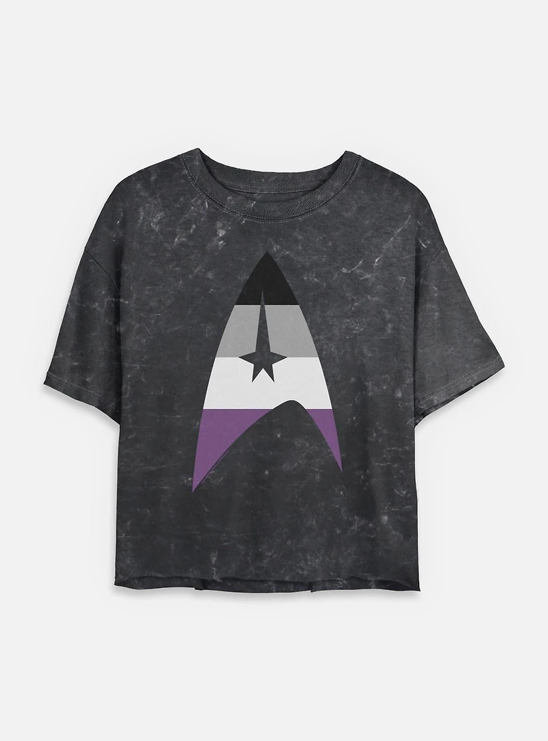 Star Trek Asexual Flag Logo Mineral Wash Womens Crop T-Shirt