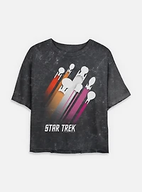 Star Trek Lesbian Pride Fleet Stripes Mineral Wash Womens Crop T-Shirt