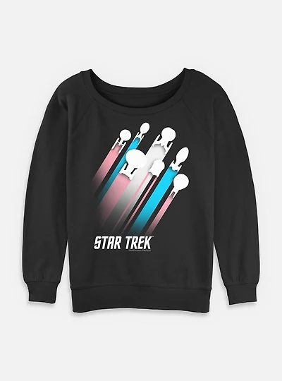 Star Trek Trans Pride Fleet Stripes Womens Slouchy Sweatshirt