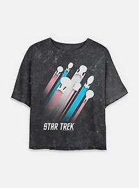 Star Trek Trans Pride Fleet Stripes Mineral Wash Womens Crop T-Shirt