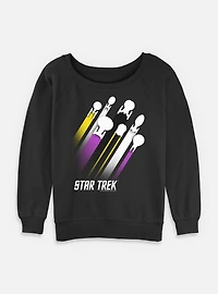 Star Trek Nonbinary Pride Fleet Stripes Womens Slouchy Sweatshirt