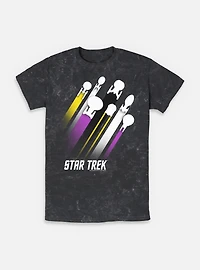 Star Trek Nonbinary Pride Fleet Stripes Mineral Wash T-Shirt