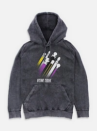 Star Trek Nonbinary Pride Fleet Stripes Mineral Wash Hoodie