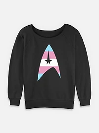 Star Trek Trans Flag Logo Womens Slouchy Sweatshirt