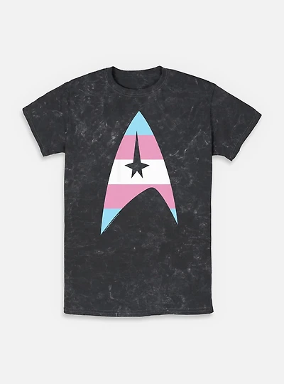 Star Trek Trans Flag Logo Mineral Wash T-Shirt