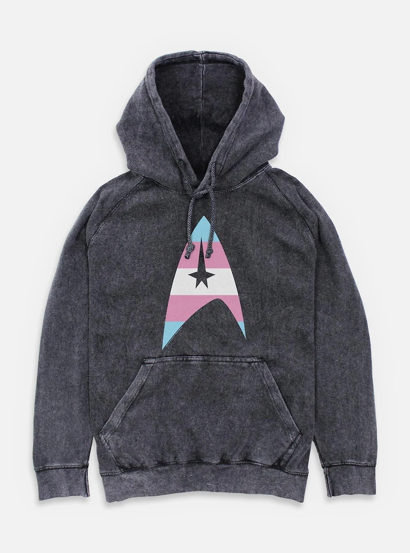 Star Trek Trans Flag Logo Mineral Wash Hoodie