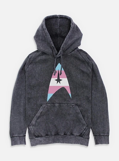 Star Trek Trans Flag Logo Mineral Wash Hoodie