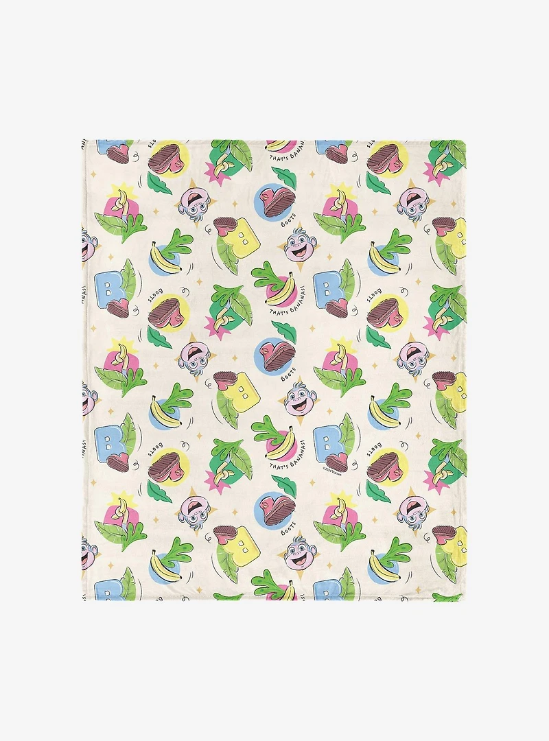 Dora The Explorer Boots Pattern 40x50" Silk Touch Throw Blanket