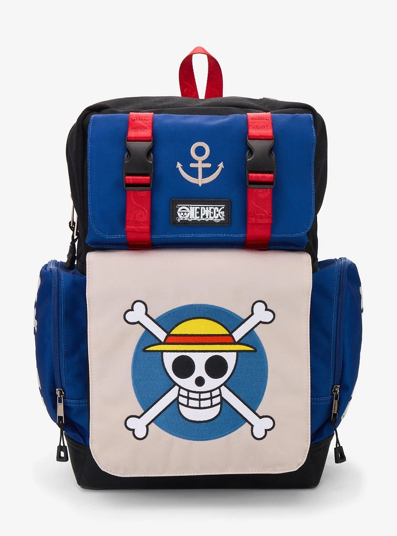 One Piece Straw Hat Crew Jolly Roger Multi-Pocket Backpack - BoxLunch Exclusive