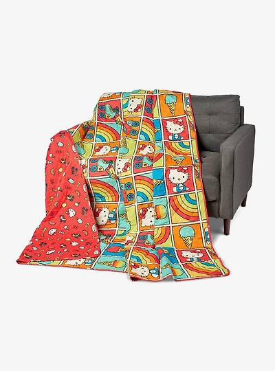 Hello Kitty Rainbow Red Full/Queen Quilted Blanket