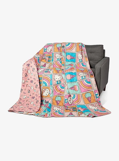 Hello Kitty Rainbow Pink Full/Queen Quilted Blanket