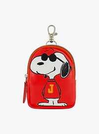 Peanuts Snoopy "J" Full Pose Coin Purse with Keychain Clip