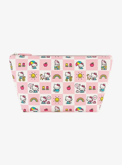 Hello Kitty Checkered Pastel Cosmetic Travel Bag