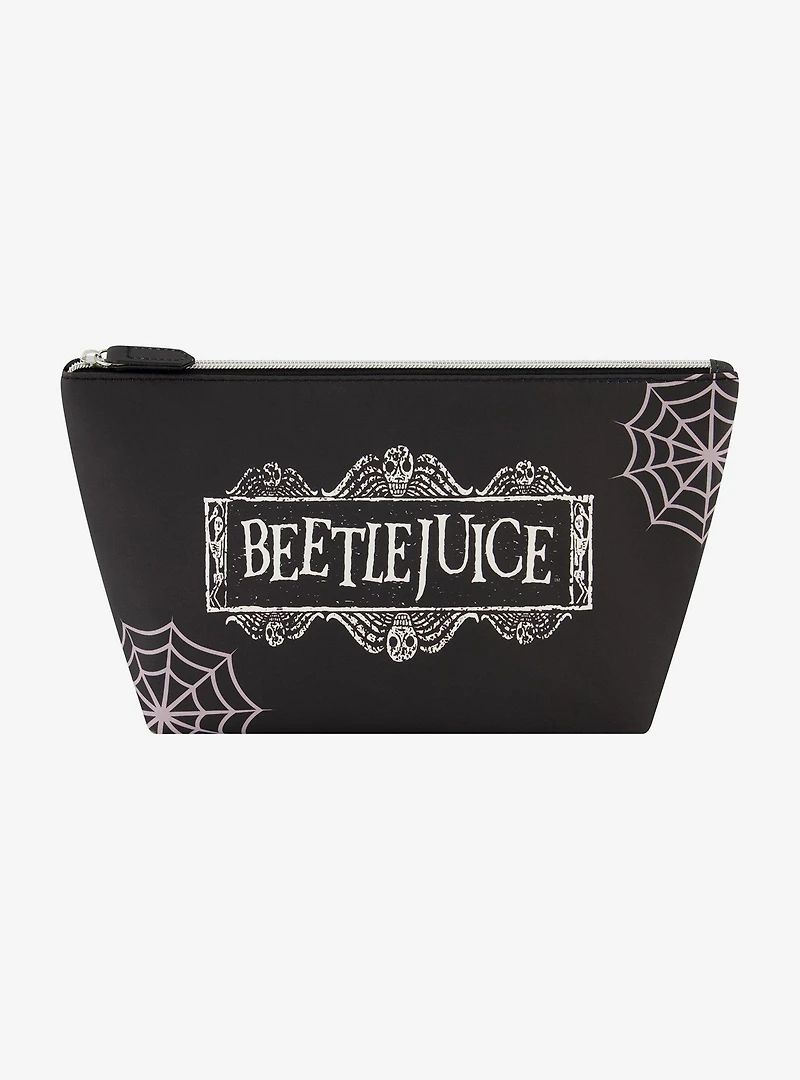 Beetlejuice Logo Spiderweb Cosmetic Travel Bag