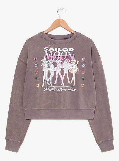 Sailor Moon Tonal Group Portrait Women's Cropped Crewneck - BoxLunch Exclusive